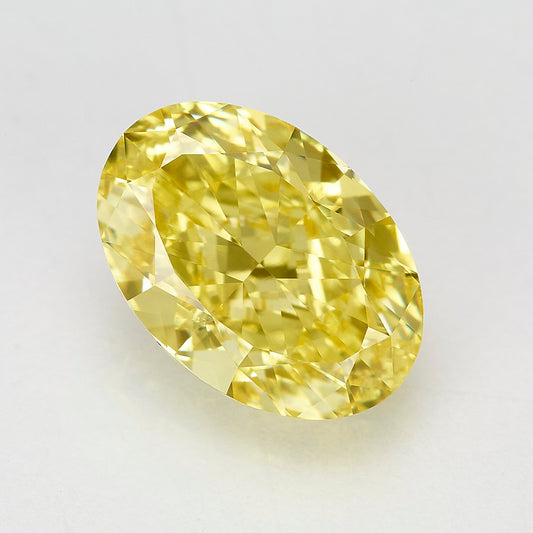 Lab Grown 2.11 Carat Fancy Vivid Yellow Oval Diamond