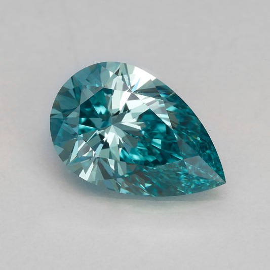 Lab Grown 2.09 Carat Fancy Vivid Blue Pear Diamond