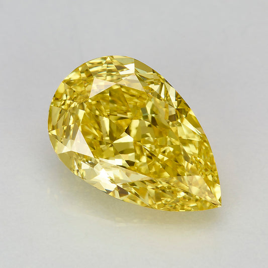 Lab Grown 2.56 Carat Fancy Vivid Yellow Pear Diamond