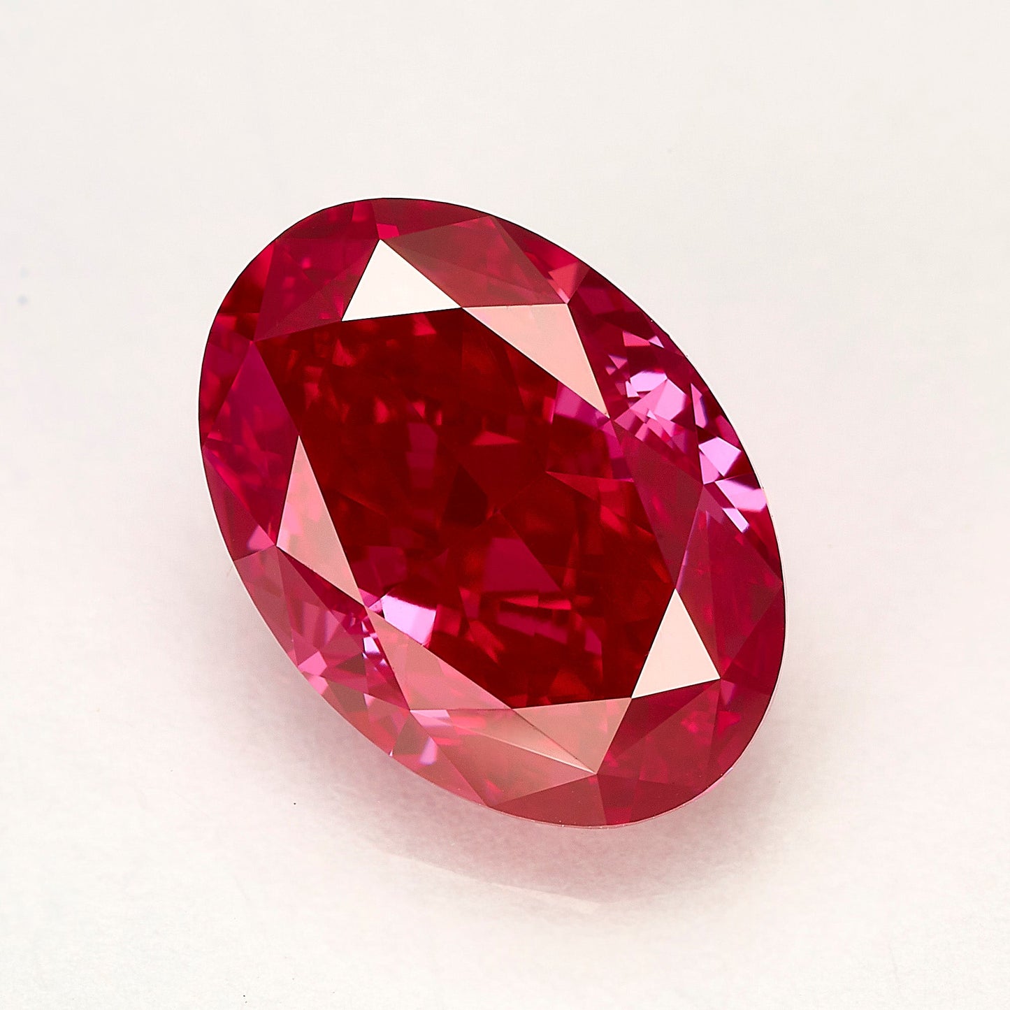 Lab Grown 2.14 Carat Fancy Vivid Red Oval Diamond