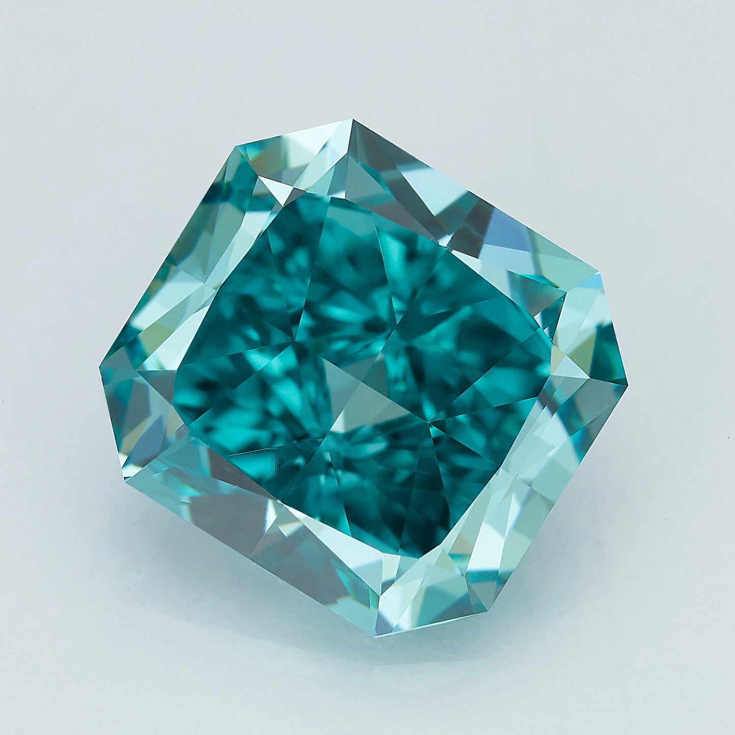 Lab Grown 3.62 Carat Fancy Vivid Blue Green Radiant Diamond