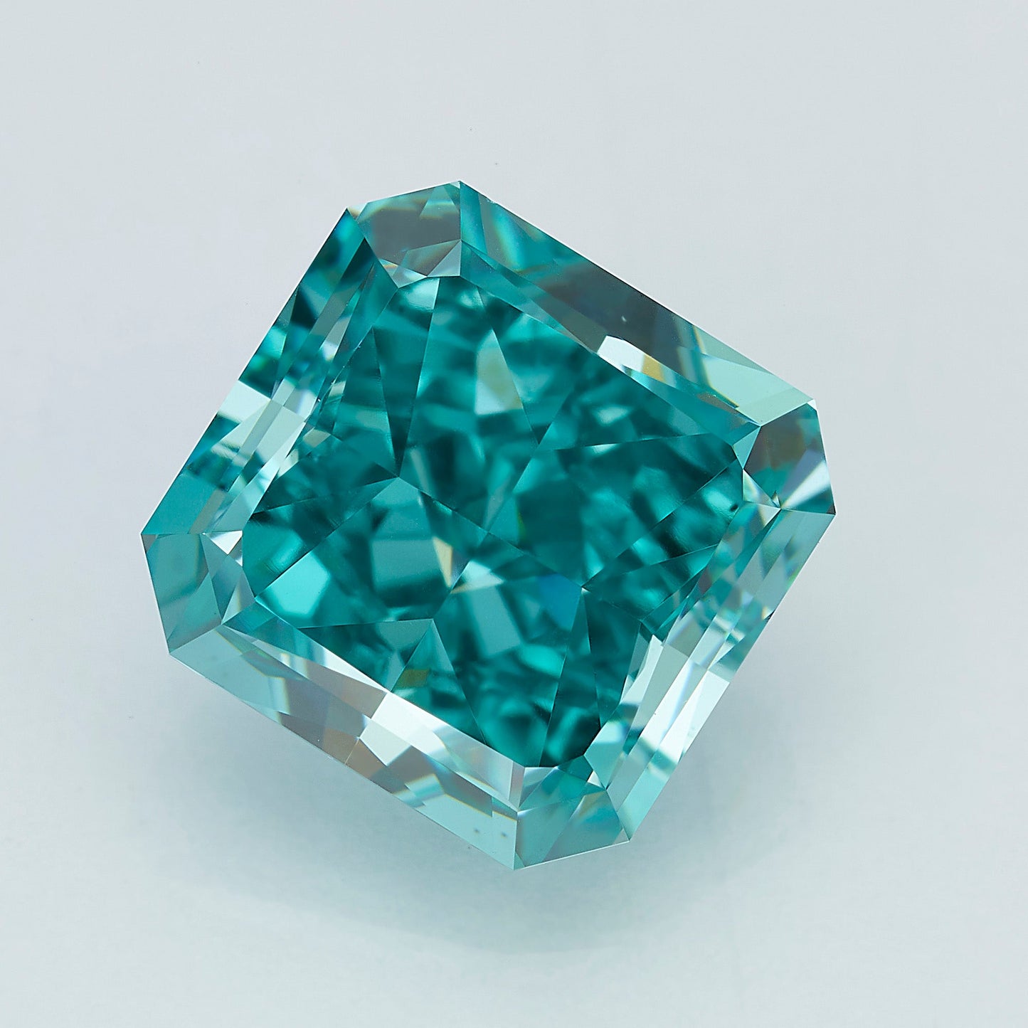 Lab Grown 2.66 Carat Fancy Vivid Blue Green Radiant Diamond