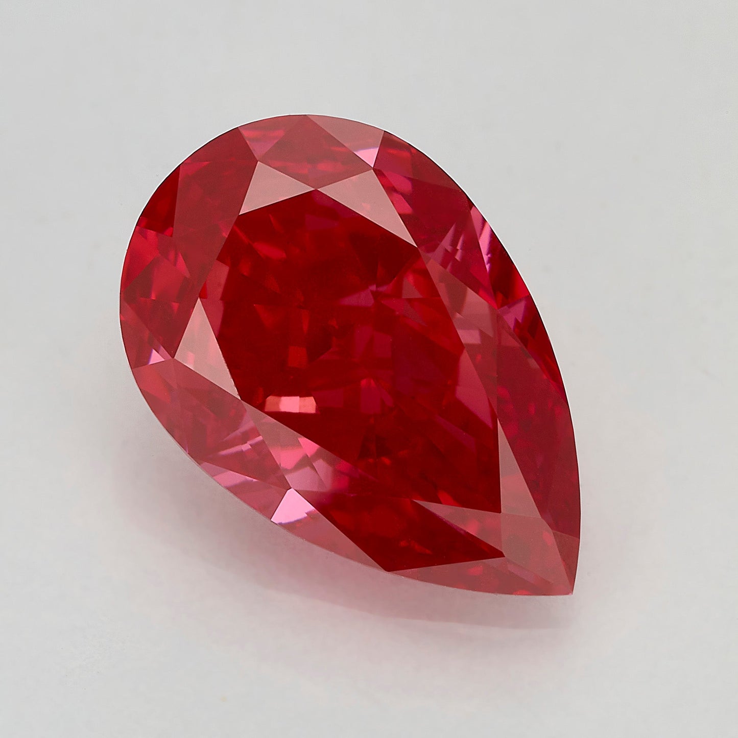 Lab Grown 2.15 Carat Fancy Vivid Red Pear Diamond