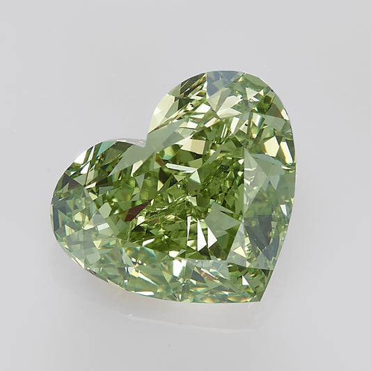 Lab Grown 2.02 Carat Fancy Vivid Green Heart Diamond