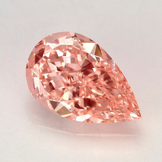 Lab Grown 2.36 Carat Fancy Intense Pink Pear Diamond